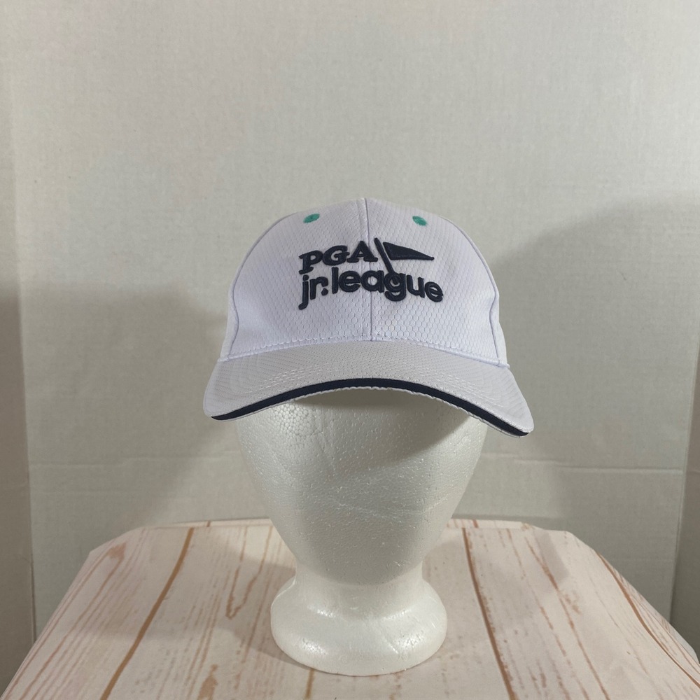 Macron PGA Jr League Hat White Navy Blue Junior Adjustable Golf Baseball Cap NEW